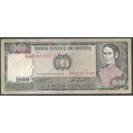 Bolivia 1.000 Pesos Bolivianos D 25 Jun 1982 Serie B P167a