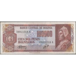 Bolivia 100.000 Pesos Bolivianos D 5 Jun 1984 Serie A P171a