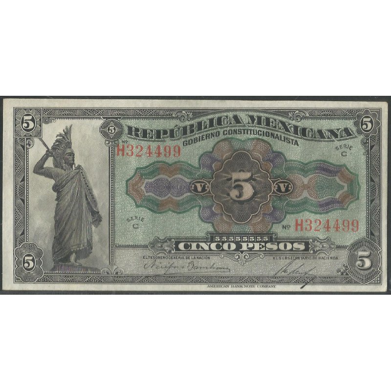 Mexico - Gobierno Constitucionalista, 5 Pesos D1915 Serie C Ps685a