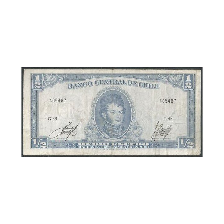 Chile 1/2 Escudo ND1962-75 Serie G Firma 3-2 P134Aa