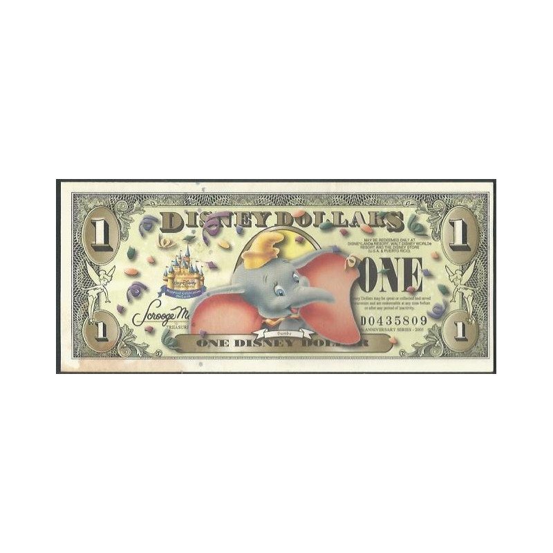 Disney, 1 Dollar 2005 Dumbo 50° Aniversario - Manchas