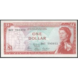 Estados del Caribe Oriental 1 Dollar ND1965 Firma 9 P13f