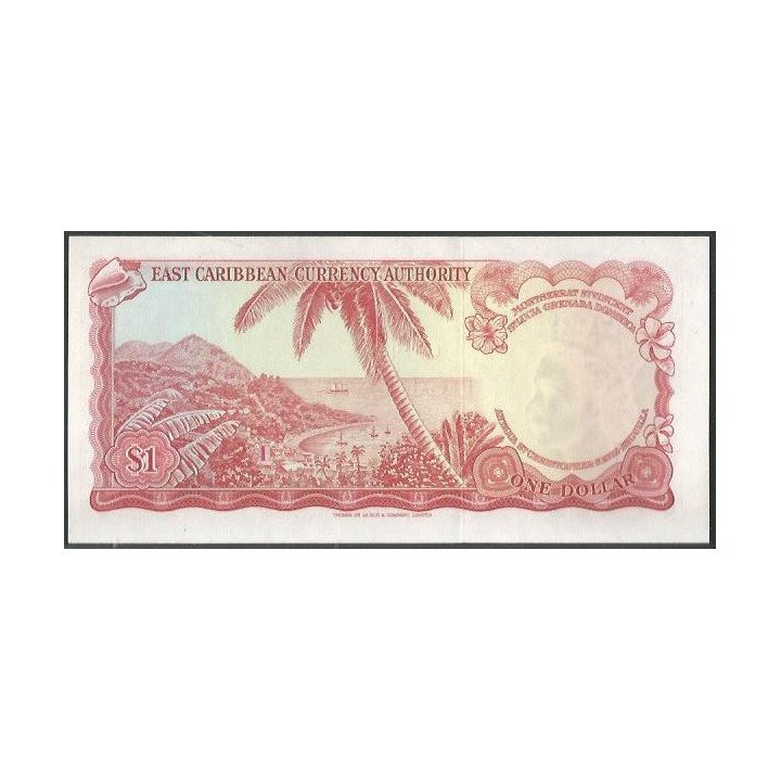 Estados del Caribe Oriental 1 Dollar ND1965 Firma 9 P13f reverso