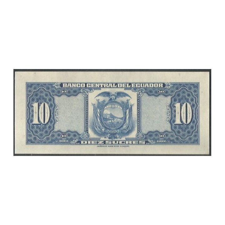 Ecuador 10 Sucres 2 Ene 1974 KY P101Ab reverso