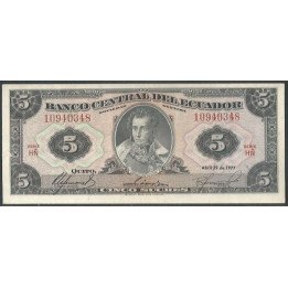 Ecuador 5 Sucres 29 Abr 1977 HÑ P108a