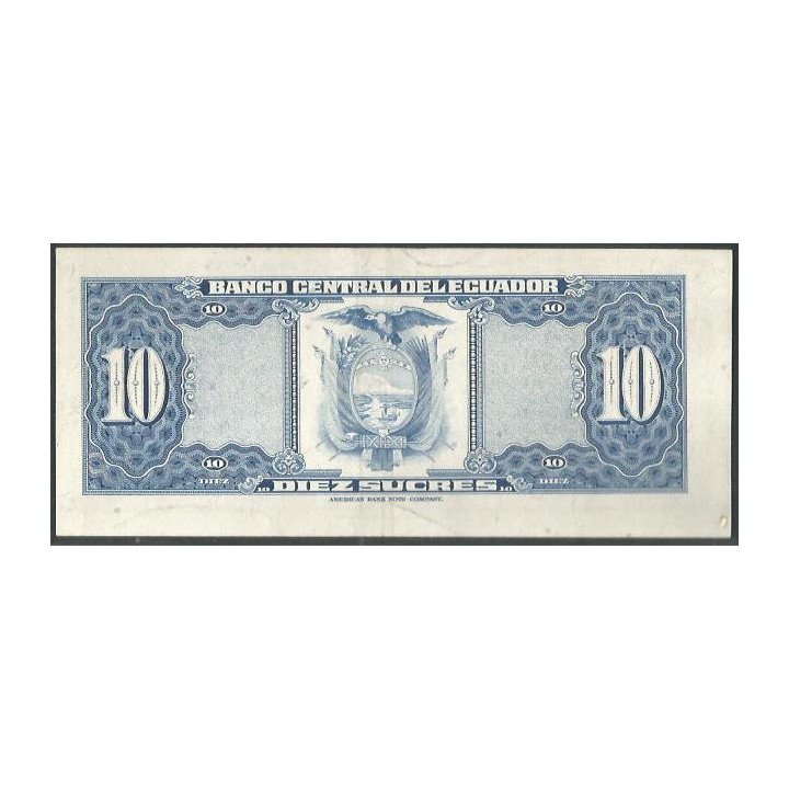 Ecuador 10 Sucres 10 Ago 1976 LC P109 reverso