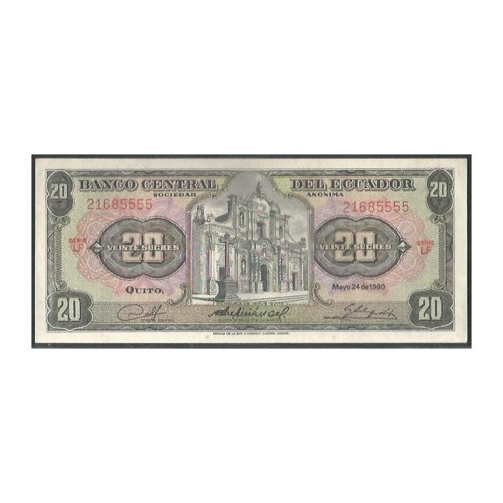 Ecuador 20 Sucres 24 May 1980 LF Firma 5 P115b