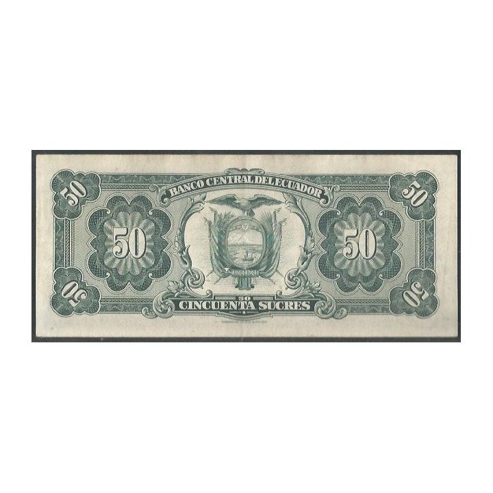 Ecuador 50 Sucres 24 May 1980 TU Firma 1 P116e reverso