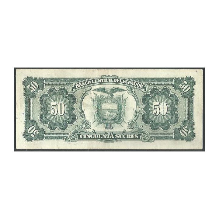 Ecuador 50 Sucres 22 Nov 1988 TZ Firma 1 P122a reverso