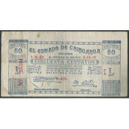 Mexico - El Estado de Chihuahua 50 Centavos 10 Feb 1914 Serie L Ps527a