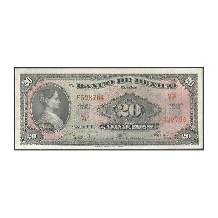 Mexico 20 Pesos 24 Abr 1963 AIF P54k