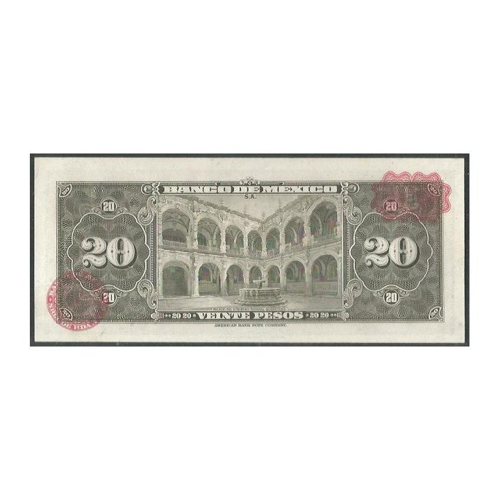 Mexico 20 Pesos 24 Abr 1963 AIF P54k reverso