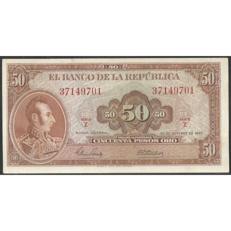 Billete de 50 Pesos 12 Oct 1967 BGW261