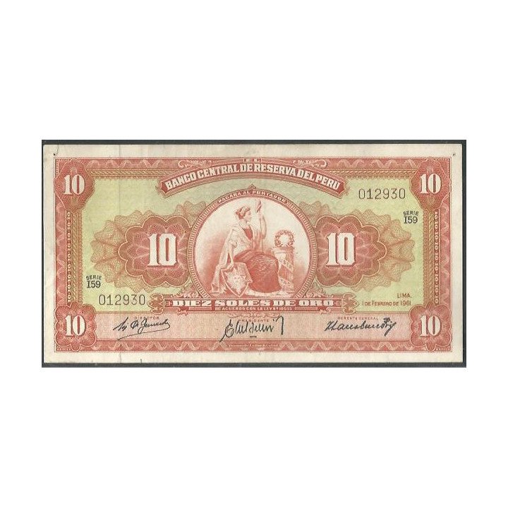 Peru 10 Soles 1 Feb 1961 P82A