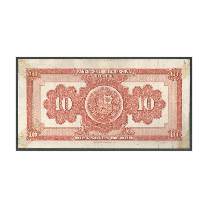 Peru 10 Soles 1 Feb 1961 P82A reverso