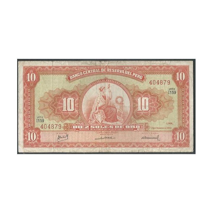 Peru 10 Soles 23 Feb 1968 P84a