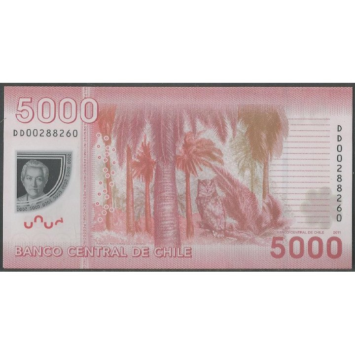 Chile 5.000 Pesos 2011 P163b reverso