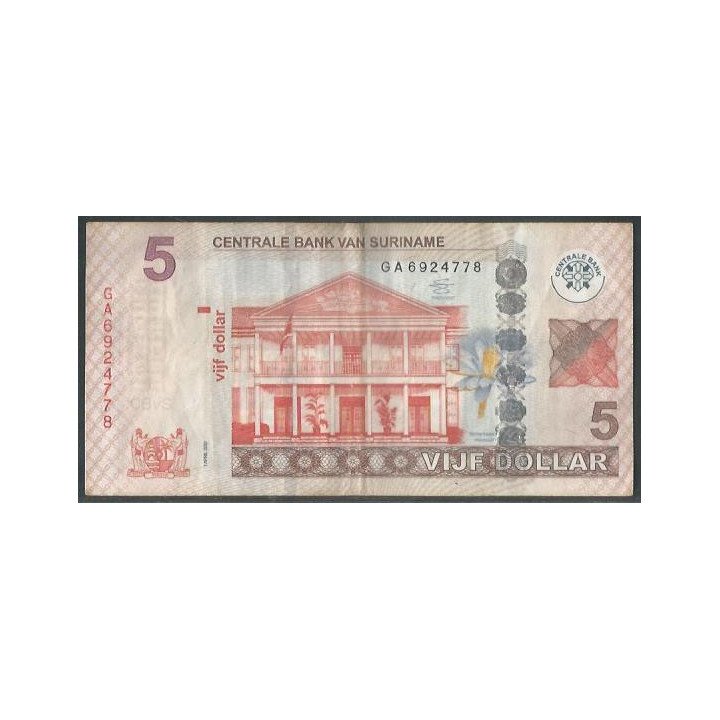 Suriname 5 Dollars 1 Abr 2012 P162b