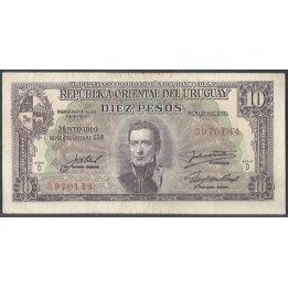 Uruguay 10 Pesos L1939 Serie D P37d