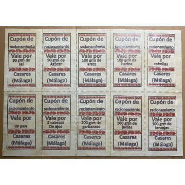 España - Cupon de racionamiento (Pliego de 10 vales), Division Azul 1941
