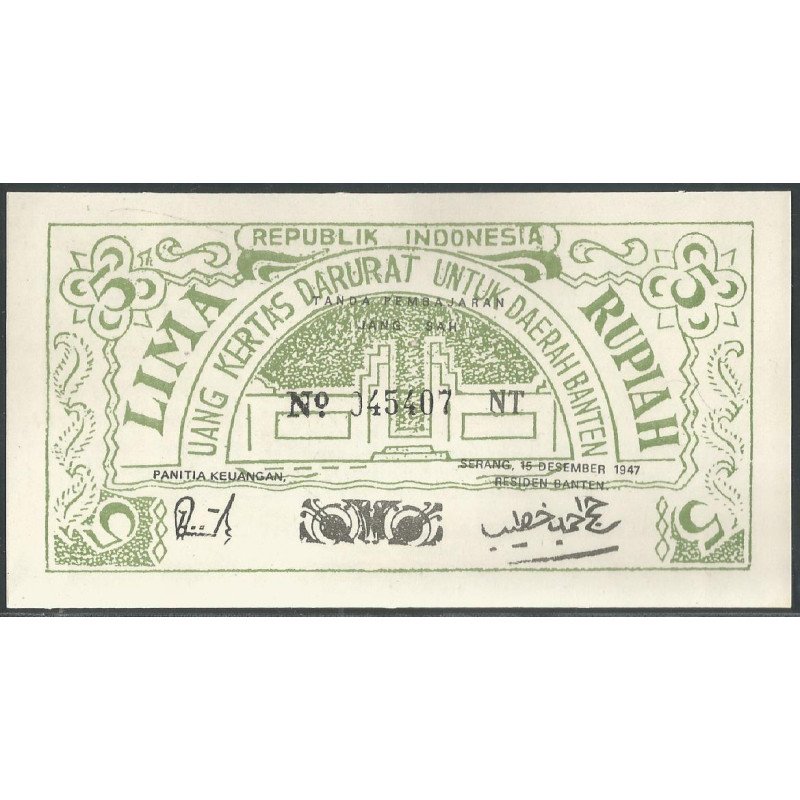 Indonesia - Serang, 5 Rupias 15 Dic 1947 PS122