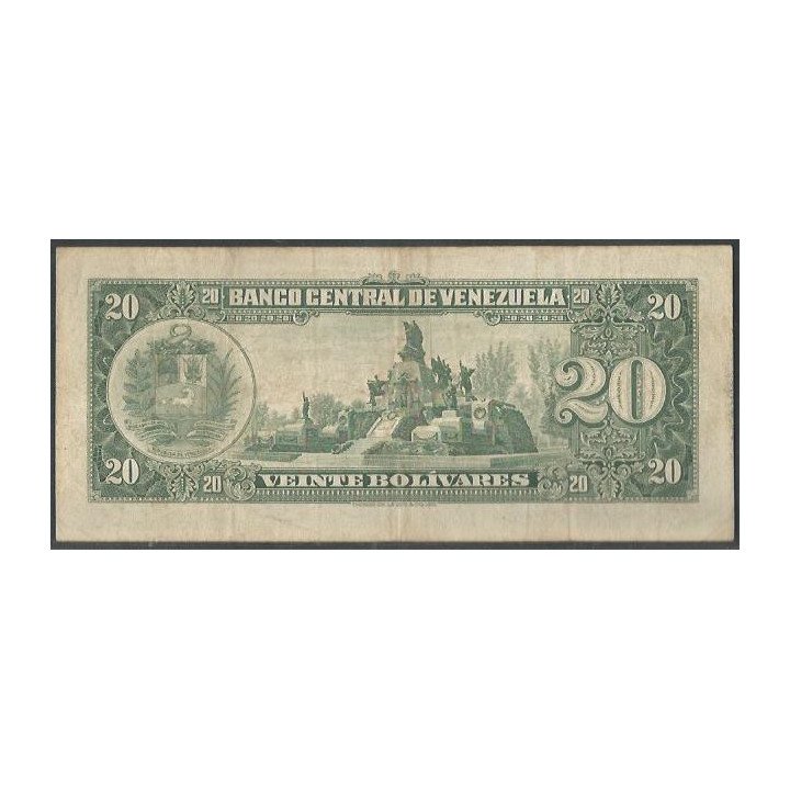 Venezuela 20 Bolivares 7 May 1963 B 7 Dig P43c reverso