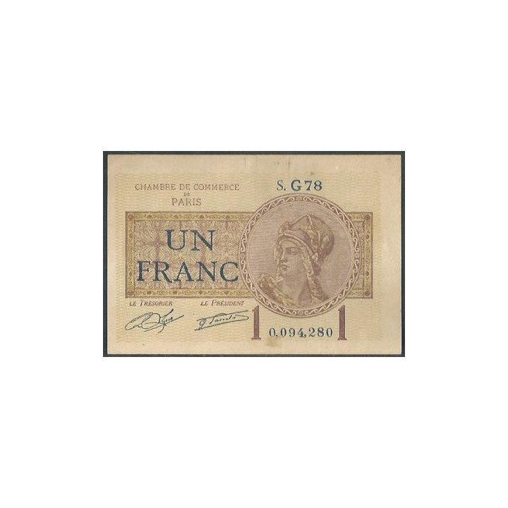 Francia - Camara de Comercio de Paris 1 Franc 1923