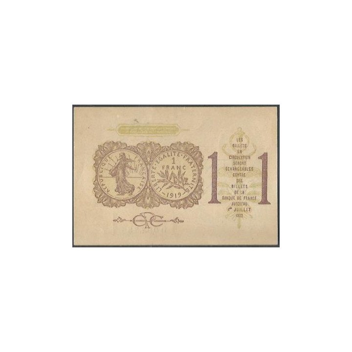 Francia - Camara de Comercio de Paris 1 Franc 1923 reverso