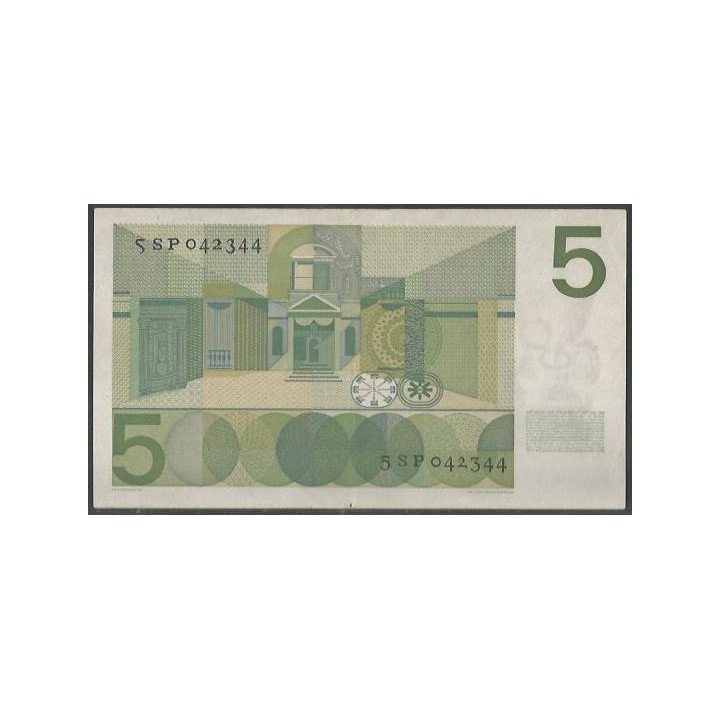 Holanda 5 Gulden 26 Abr 1966 P90a reverso