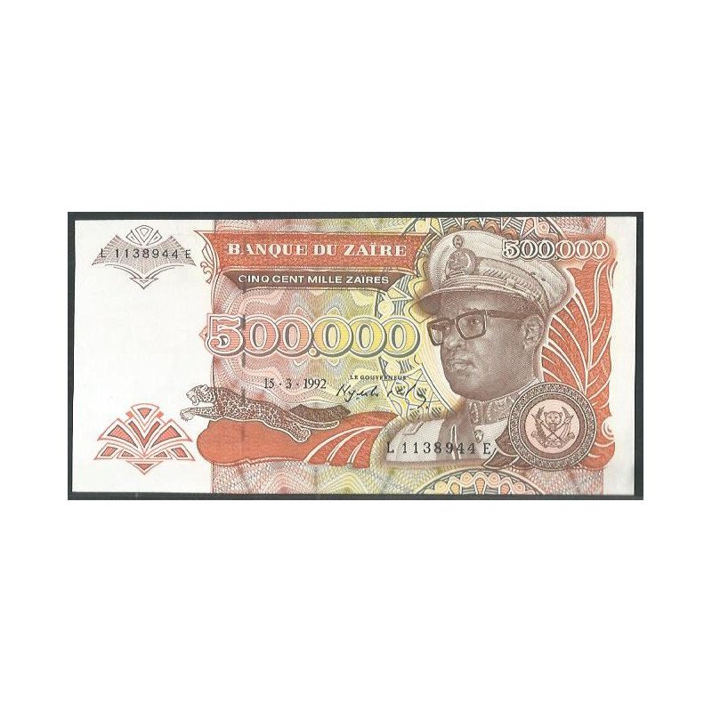 Zaire, 500.000 Zaires 15 Mar 1992 P43