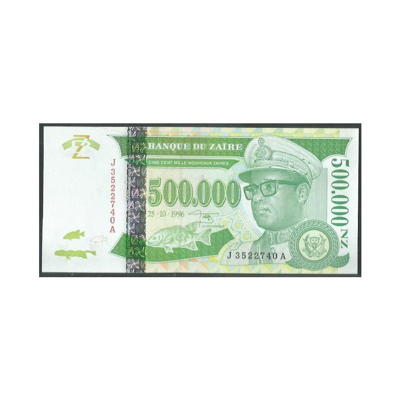 Zaire, 500.000 Nuevos Zaires 25 Oct 1996 P78