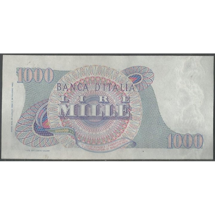 Italia 1.000 Liras 25 Jul 1964 P96c reverso