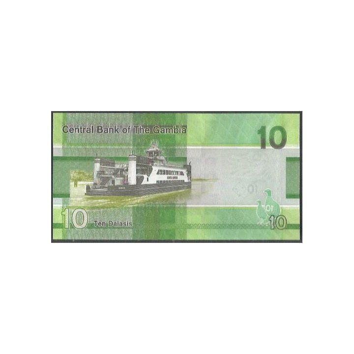 Gambia 10 Dalasis ND2023 P38c reverso
