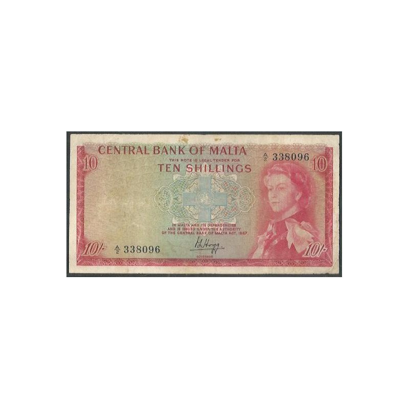 Malta, 10 Shillings L1967 (68) P28a