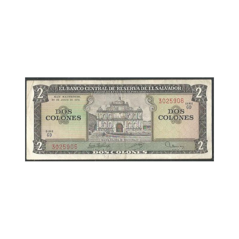 El Salvador, 2 Colones 24 Jun 1976 P124