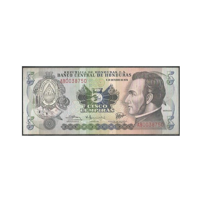 Honduras, 5 Lempiras 4 Oct 1978 P63a