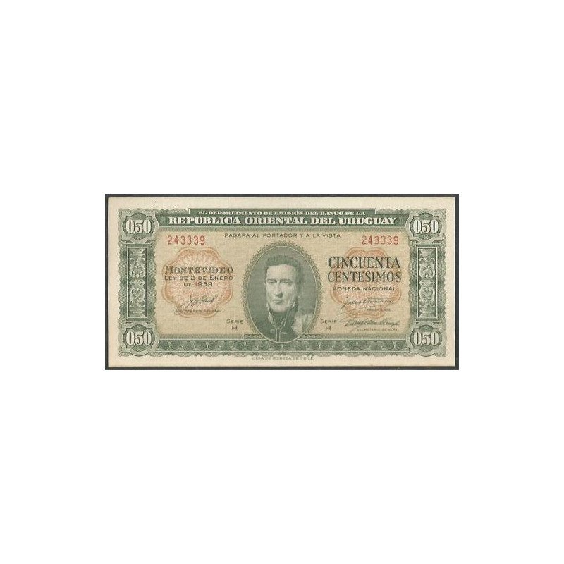 Uruguay, 50 Centesimos L1939 Serie H P34