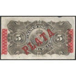 Cuba, 5 Pesos 15 May 1896 "Plata" P48b