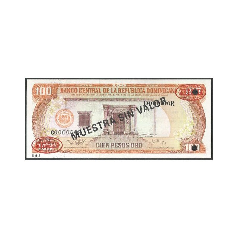 Rep. Dominicana, 100 Pesos 1994 "Muestra sin valor" P136s2