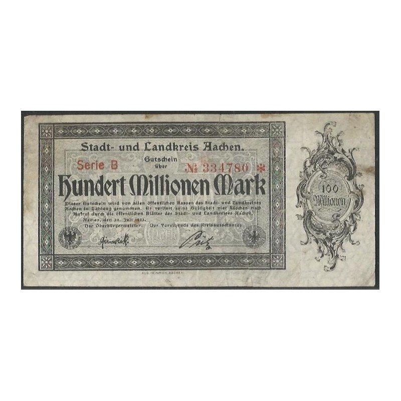 Alemania - Aachen 1.000.000 Mark 20 Jul 1923