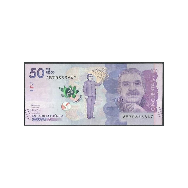 Billete de 50.000 Pesos 19 Ago 2015 AB BGWNF50-2