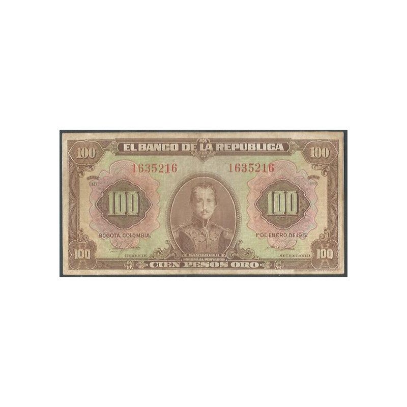 Billete de 100 Pesos 1 Ene 1951 7 Dig BGW290