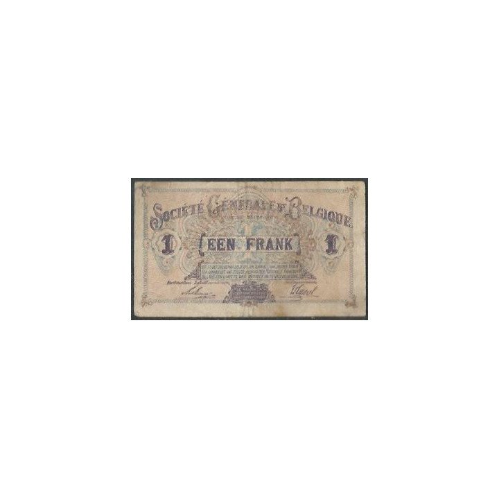 Belgica - Invasion Alemana WWI 1 Franc 29 Oct 1918 P86b reverso