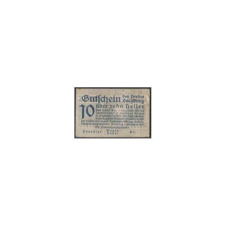 Austria - Salzburg 10 Heller 1 Oct 1919 Ps126