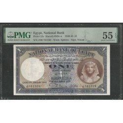 Egipto 1 Pound 8 Ene 1944 P22c PMG55 EPQ