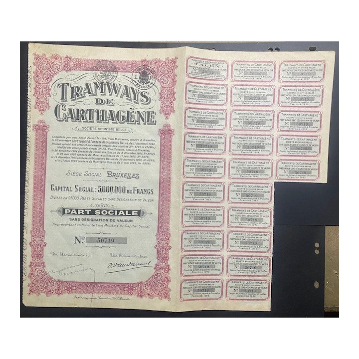 Belgica - Tramways de Carthagene 28 Nov 1898
