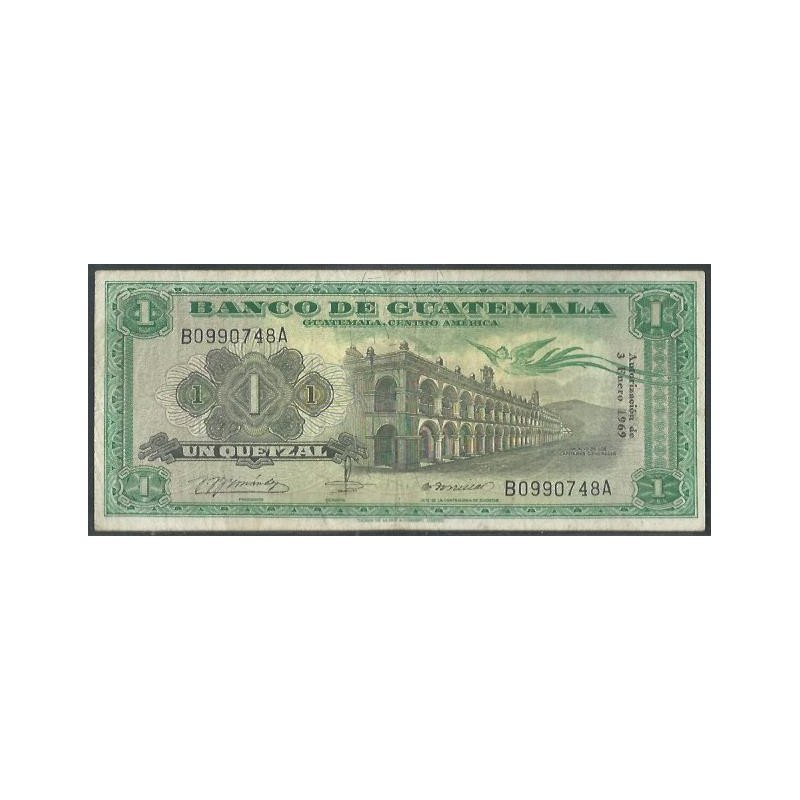 Guatemala, 1 Quetzal 3 Ene 1969 P52f