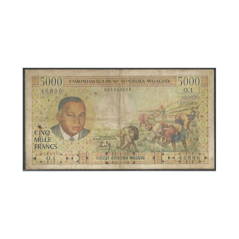 Madagascar, 5.000 Francs ND1966 P60a