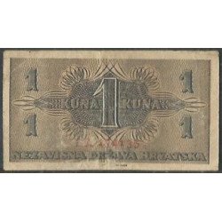 Croacia, 1 Kuna 25 Sep 1942 P7b