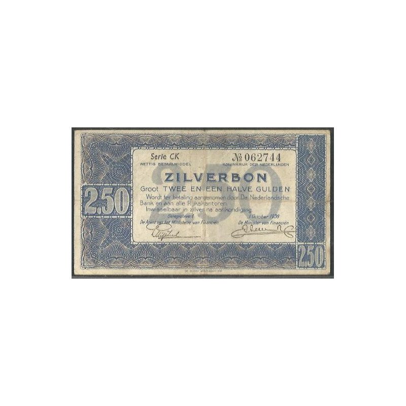 Holanda, 2 1/2 Gulden 1 Oct 1938 P62